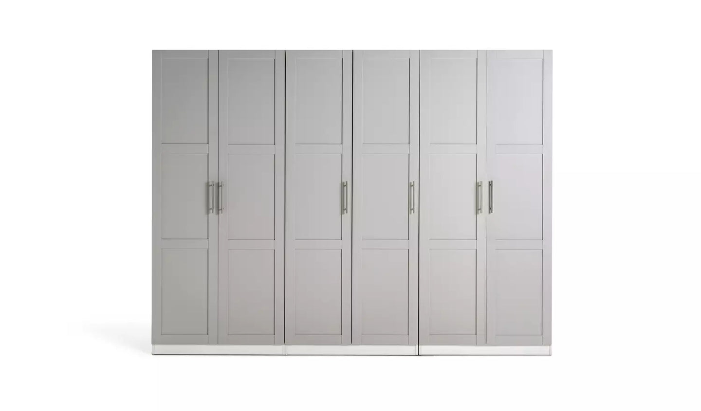 Habitat Munich Panelled 6 Door Wardrobe - Grey